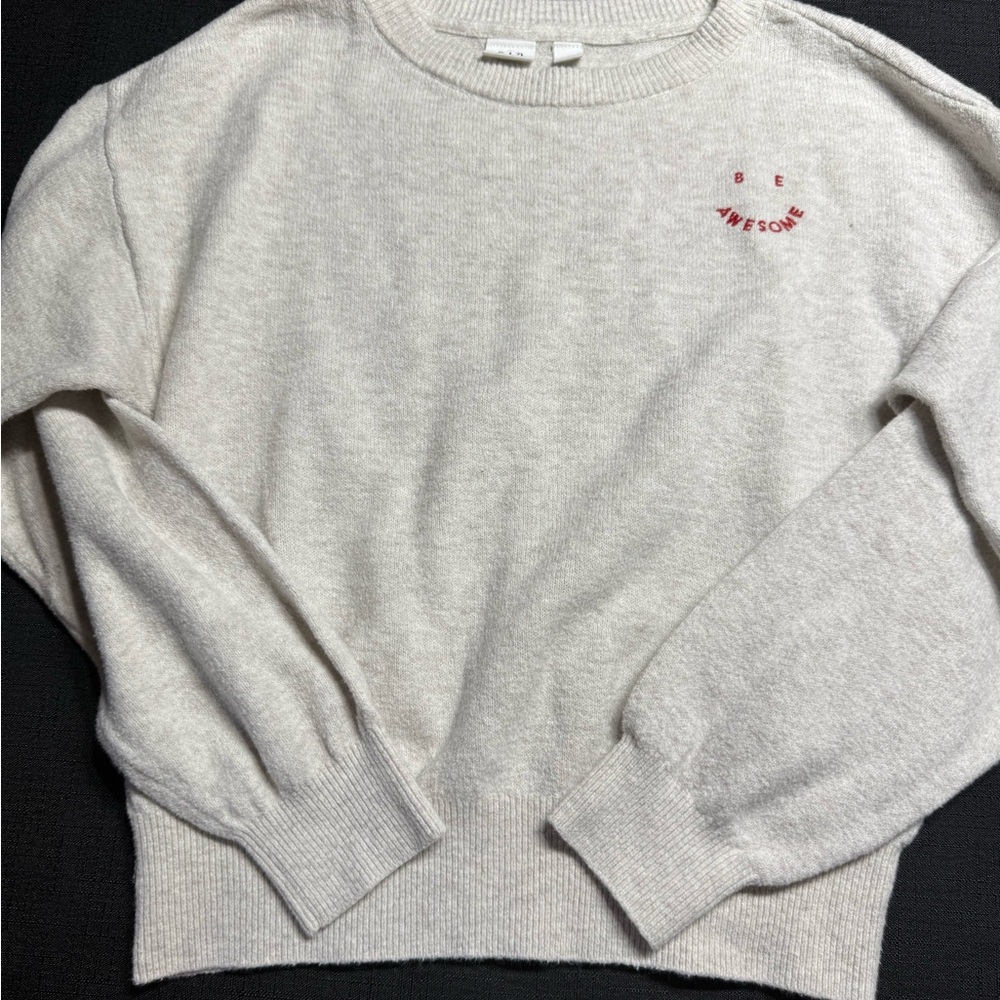 GAP Cream Crewneck Sweater with Embroidered Detail